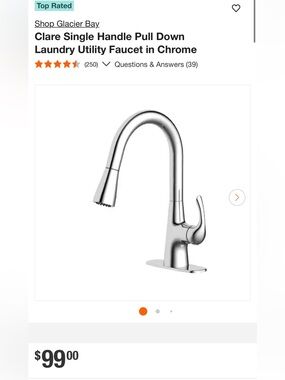 New Glacier Bay Clare Laundry Single-Handle Pull-Down Faucet - Chrome